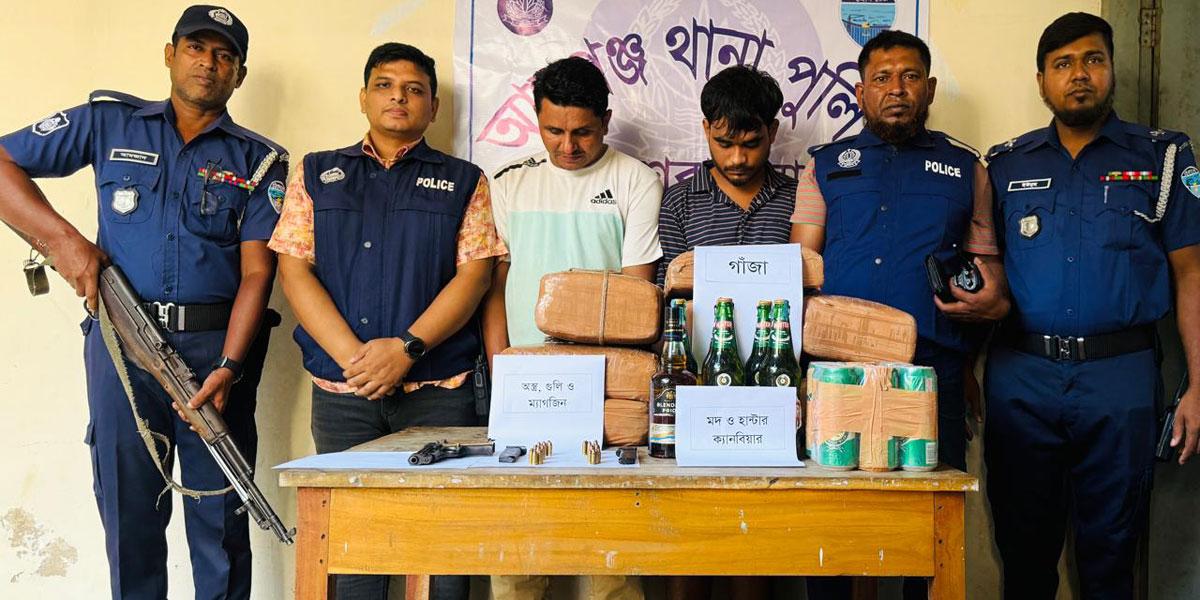 ব্রাহ্মণবাড়িয়ায় পিস্তল, গুলি ও মাদকসহ দুইজন গ্রেপ্তার