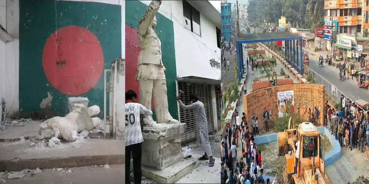 বরিশালে বীর মুক্তিযোদ্ধা সাহান আরা বেগম পার্ক ও বঙ্গবন্ধুর ভাস্কর্য ভাঙচুর