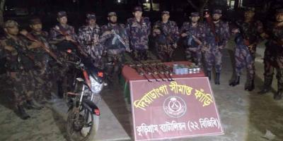 কুড়িগ্রাম সীমান্তে ভারত থেকে বাংলাদেশে পাচার হওয়া অস্ত্র ও গুলি উদ্ধার