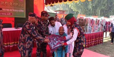 বিরল সীমান্তে বিজিবির শীতবস্ত্র ও চিকিৎসাসেবা প্রদান
