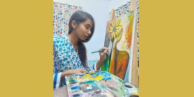 রঙের ভেতরেই জীবনের মানে খুঁজে পান অরণী