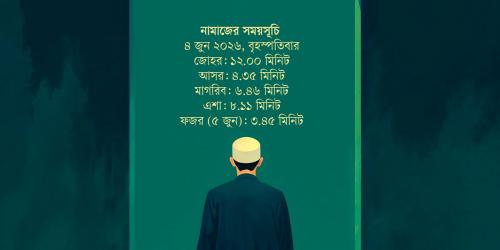 ৪ জুন  ২০২৬ তারিখের নামাজের সময়সূচি
