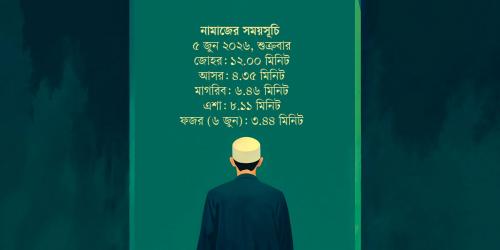৫ জুন  ২০২৬ তারিখের নামাজের সময়সূচি