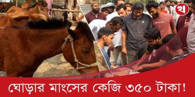 লাইন ধরে ঘোড়ার মাংস নিচ্ছে মানুষ, গরুর বিকল্প ঘোড়া